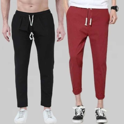 AASHI FASHIONS Solid Men Black, Maroon Track Pants