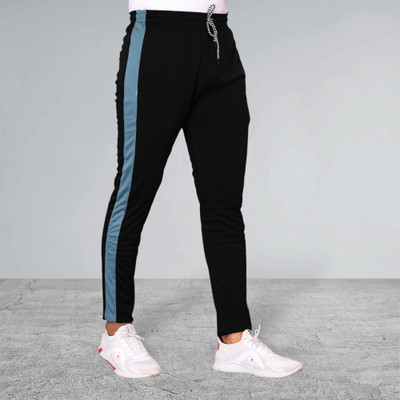 THE SARTHI FASHION WORLD Striped Men Black Track Pants