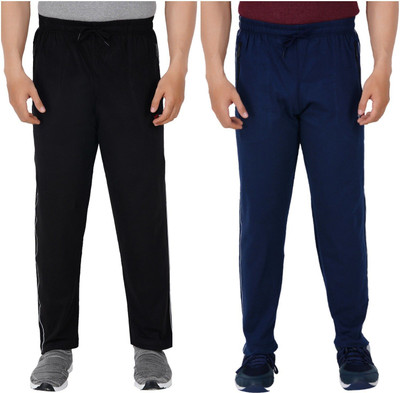 HouseOfCommon Self Design Men Black, Blue Track Pants