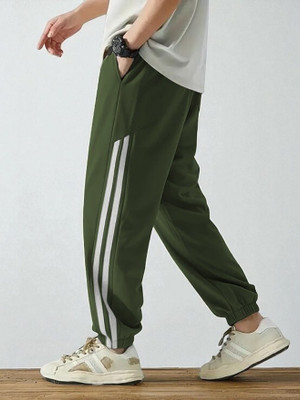 Novus Knitting Striped Men Green Track Pants