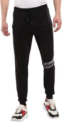 V-MART Solid, Striped Men Black, Black Track Pants