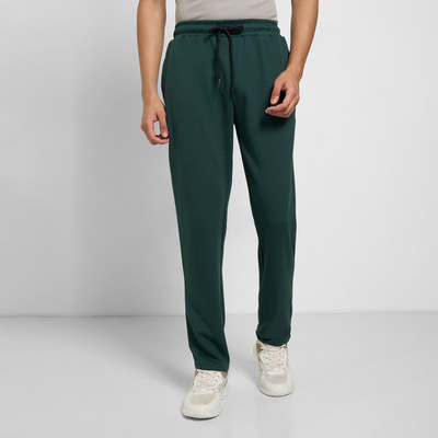 Ajile By Pantaloons Solid Men Green Track Pants