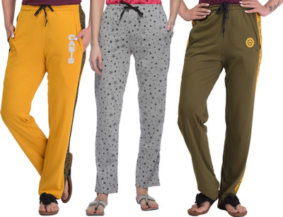 Weboasis Printed Women Green, Grey, Yellow Track Pants