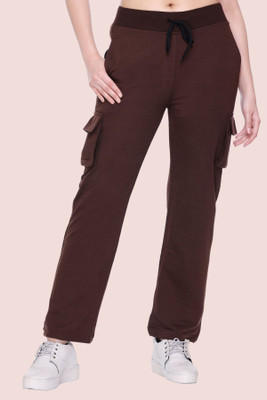 White Moon Self Design Women Brown Track Pants