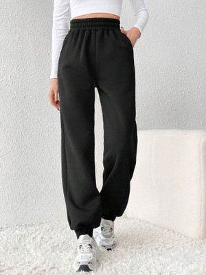 Dockstreet Solid Women Black Track Pants