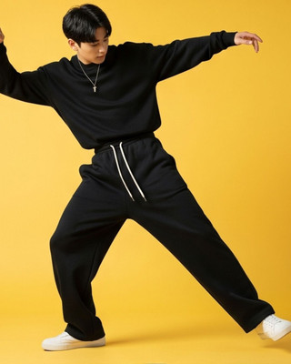 Cloth N Code Solid Men Black Track Pants