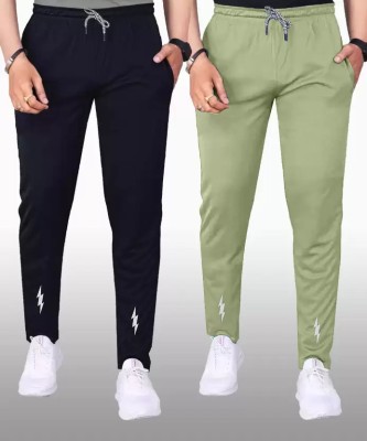 Malakar Self Design Men Black, Light Green Track Pants