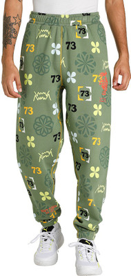 PUMA Run It Back Pant AOP 1 Printed Men Green Track Pants