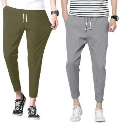 HoC Solid Men Grey, Olive Track Pants