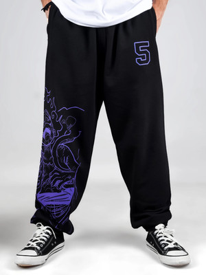 ComicSense One Piece Anime Joggers Gear 5 Printed Baggy Oversized Pant Printed Men Black Track Pants
