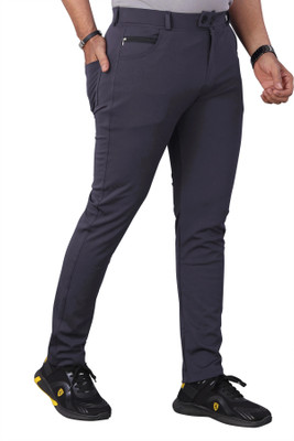 ask Solid Men Grey Track Pants