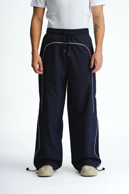 Bonkers Corner Solid Men Dark Blue Track Pants