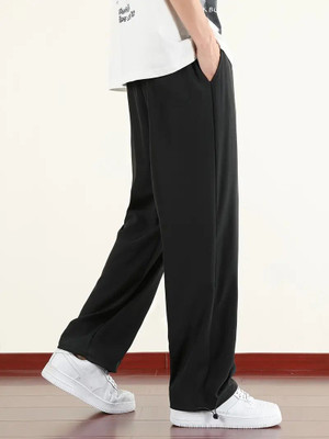 IRONDYE Solid Men Black Track Pants