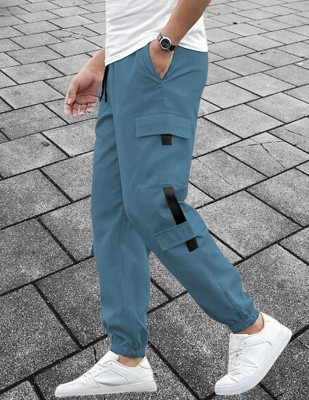 Kesaria Textile Company Solid Men Light Blue Track Pants