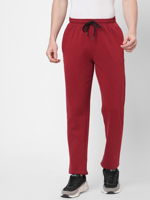SWEET DREAMS Solid Men Red Track Pants