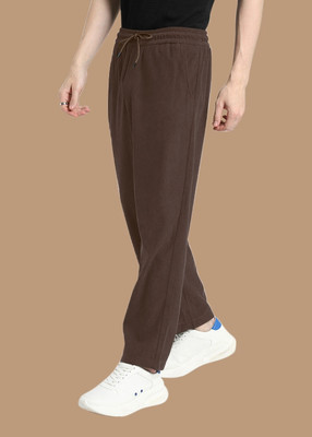 Kesaria Textile Solid Men Brown Track Pants