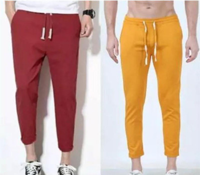 MODERNSSHOP Solid Men Yellow, Maroon Track Pants