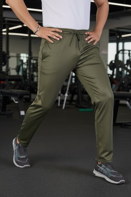 Kaido Solid Men Green Track Pants