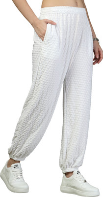 UZARUS Self Design Women White Track Pants