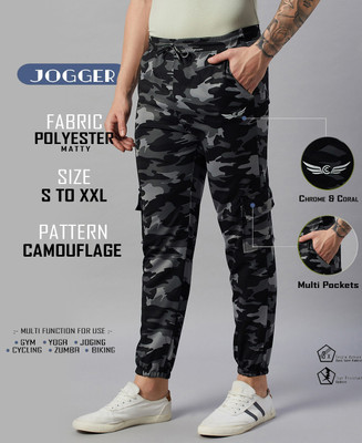 Chrome & Coral Printed Men Black Track Pants