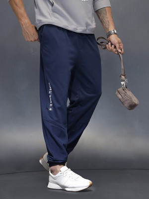 WROGN Solid Men Blue Track Pants