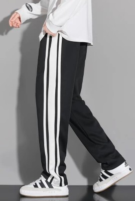 CULISH Striped Men Black Track Pants