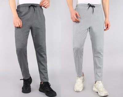 CornerKick Solid Men Grey, Silver Track Pants