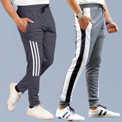 CLOWZED Striped Men Black, Blue Track Pants