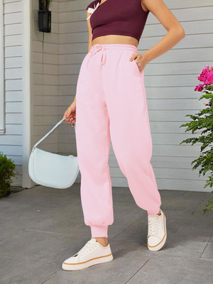 Dressberry Solid Women Pink Track Pants