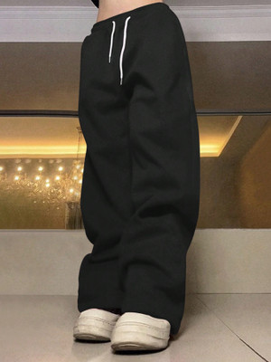 Dockstreet Solid Men Black Track Pants