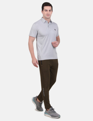 John Ally Solid Men Dark Green Track Pants
