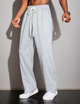 Povaxpo Solid Men Grey Track Pants