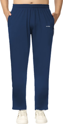 NATRIS Solid Men Blue Track Pants