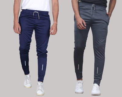 Pink Formal Solid Men Blue, Grey Track Pants