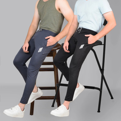 EYSTONE Solid Men Grey, Black Track Pants