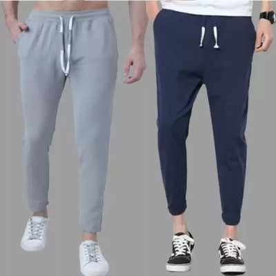 Satsukrat Solid Men Dark Blue, Grey Track Pants