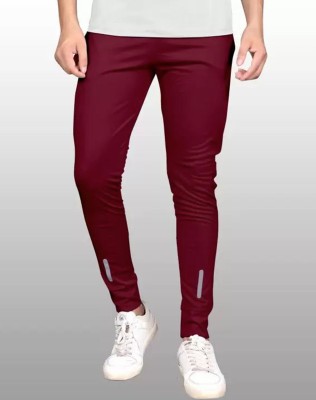 Swaron Solid Men Maroon Track Pants