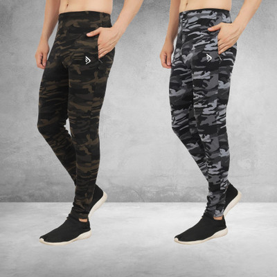 DIHOX Animal Print Men Silver, Green Track Pants