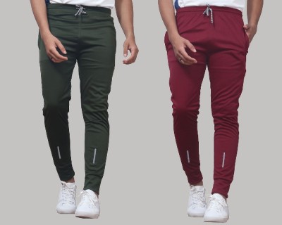 Suzaro Solid Men Maroon, Olive Track Pants