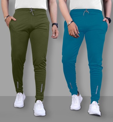 EVIQE Solid Men Dark Green, Dark Blue Track Pants