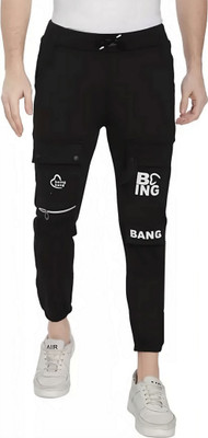 Mindsart Trend Printed Men Black Track Pants