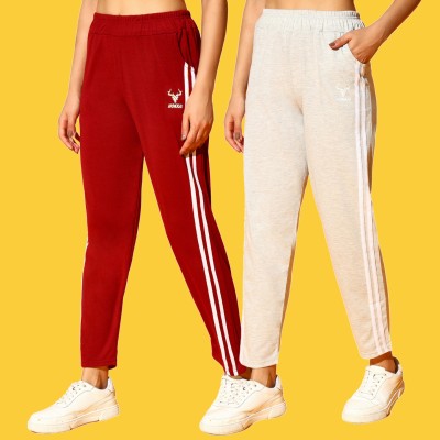 Clothina Striped Women Red, Beige Track Pants