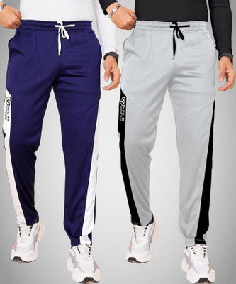 Yazole Colorblock Men Blue, Grey Track Pants
