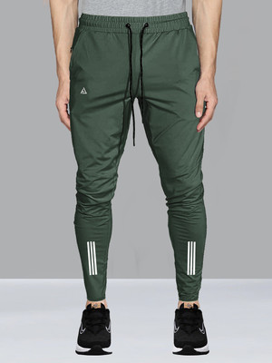 Z-DEVIL Solid Men Dark Green Track Pants