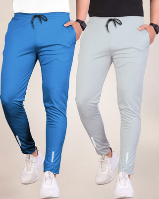 Septem Solid Men Blue, Grey Track Pants