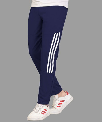 Cronix Striped Men Dark Blue Track Pants