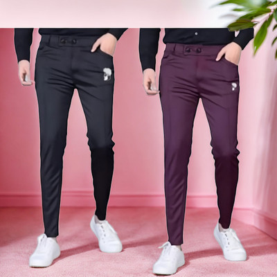 KEISHNA POINT FASHIONN Solid Men Black, Maroon Track Pants
