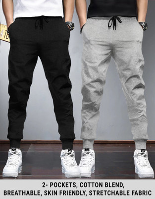 TRIPR Solid Men Black, Grey Track Pants