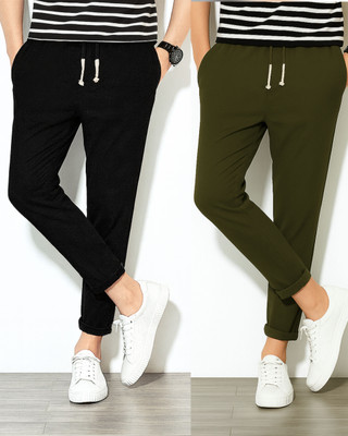 Fabrictown Solid Men Black, Olive Track Pants