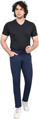 FERRYFAB Solid Men Blue Track Pants